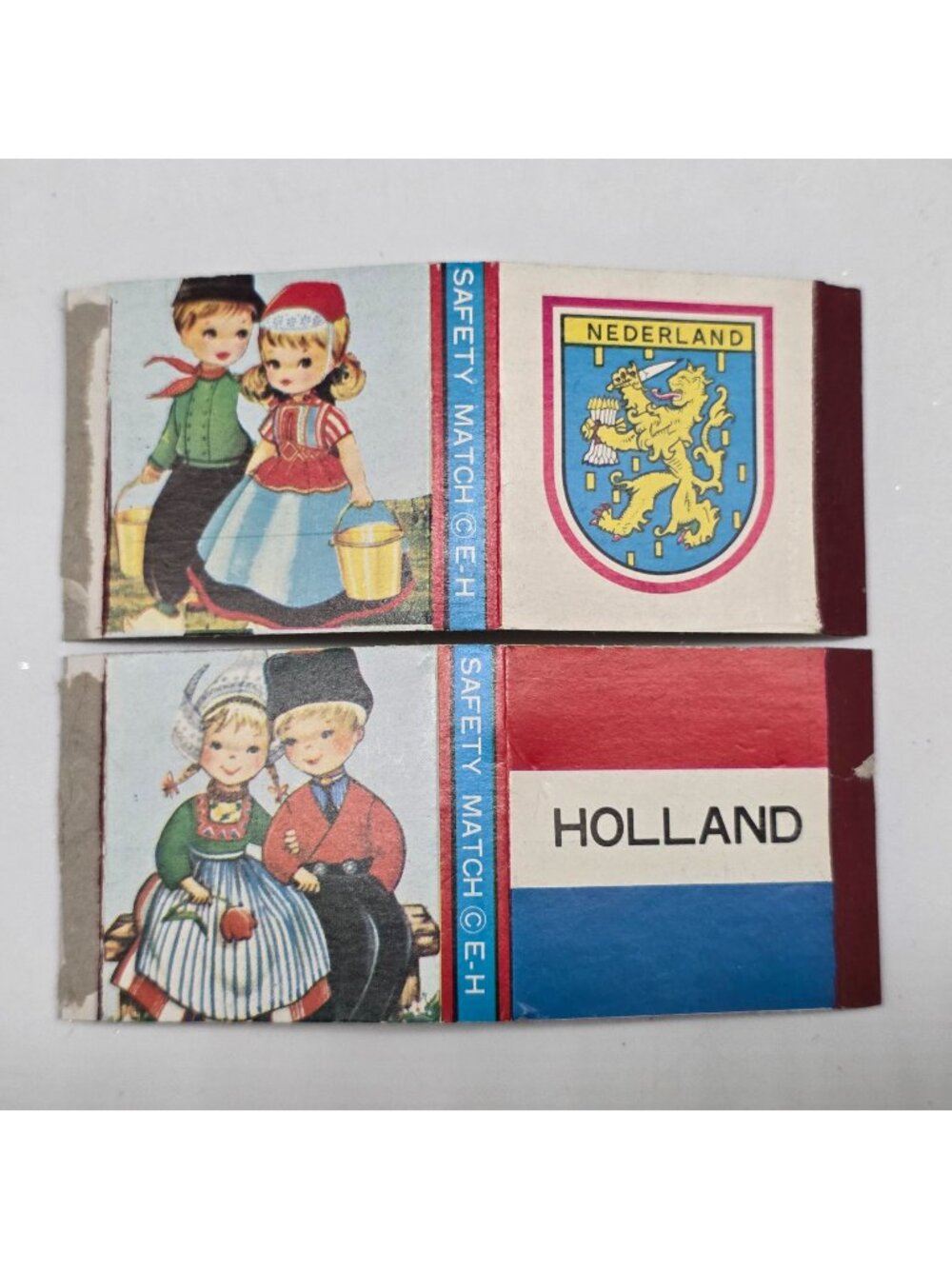 Vintage Holland Matches Box With Dutch Children Illustration & Nederland Lion Cr